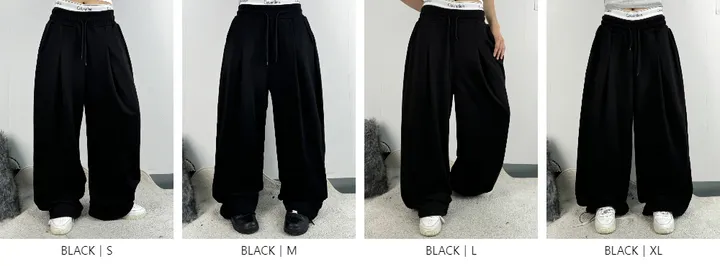 ❤️‍🔥기모선택│업그레이드 ver.│누적판매1,000 돌파 기념│4size!❤️‍🔥[UNISEX/기획특가]사이드 폴드 핀턱 스트링 루즈 와이드 벌룬 트레이닝 팬츠(2color) 상세 이미지 2