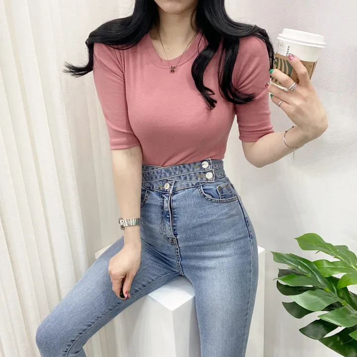 🚀당일발송🚀[묶음할인/데일리] 봄 여름 메이 부들 샤베트 5부 티셔츠 이너티 상세 이미지 28