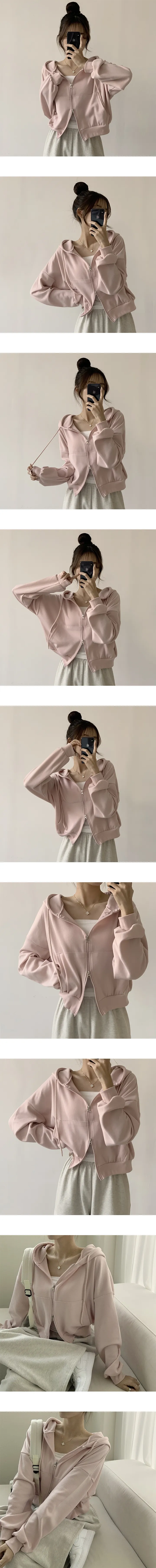 [리뷰95%만족!/자신있는 추천!] 무려 9가지 컬러~ 가을 데일리 베이직 캐주얼 세미 오버핏 크롭 후드집업 봄옷 교복 아우터 9color 상세 이미지 4