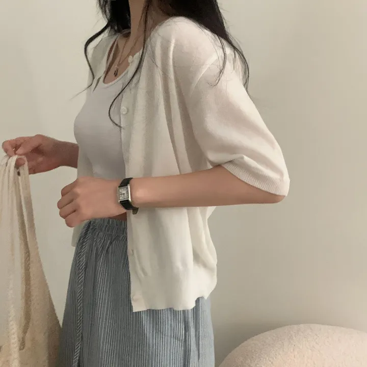 [고급여름원단/데일리] 시원한, 뱀부 반팔 니트가디건 - 7color 상세 이미지 29
