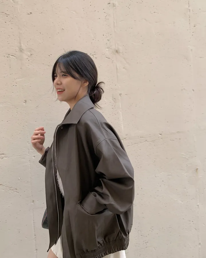 <미리 봄🌸/찐오버핏> 데이 오버핏 카라 블루종 레더자켓 - 2color 상세 이미지 1