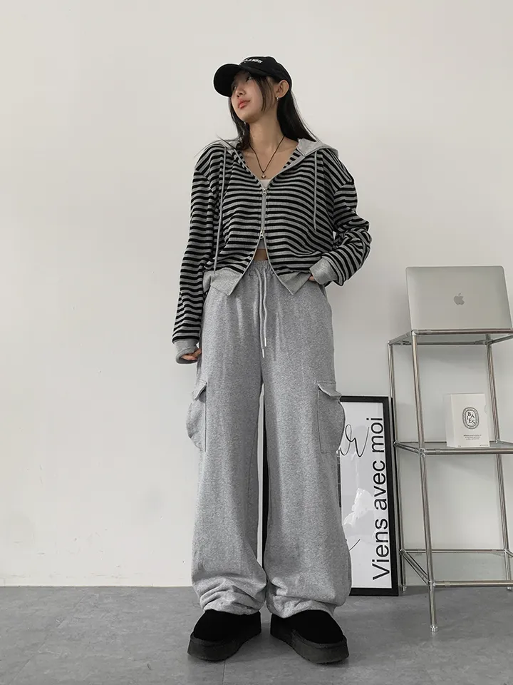 ✨줍줍SALE/마지막수량!!✨[기본,롱기장/가격찐!! 도톰한 쭈리원단 *스트링조절* 데일리 와이드 트레이닝팬츠] 이단쭈리카고스트링팬츠 상세 이미지 27