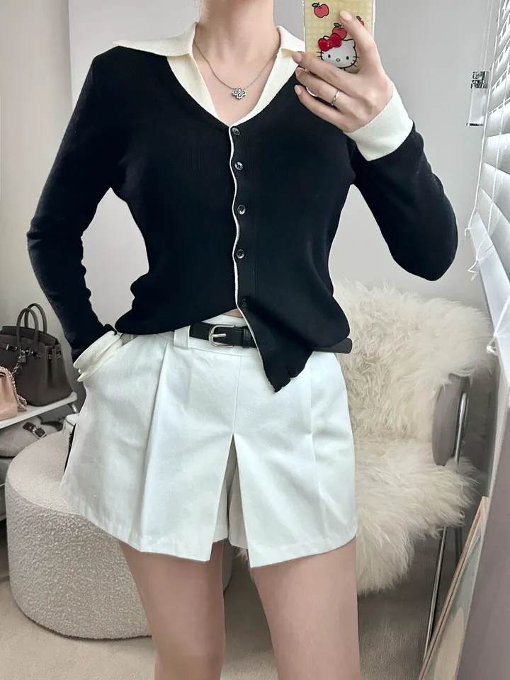 (강추)브리에 카라 배색 니트 가디건 -3color / 맨투맨 후드 집업 청바지 데님 원피스 3부팬츠 반바지 상세 이미지 37