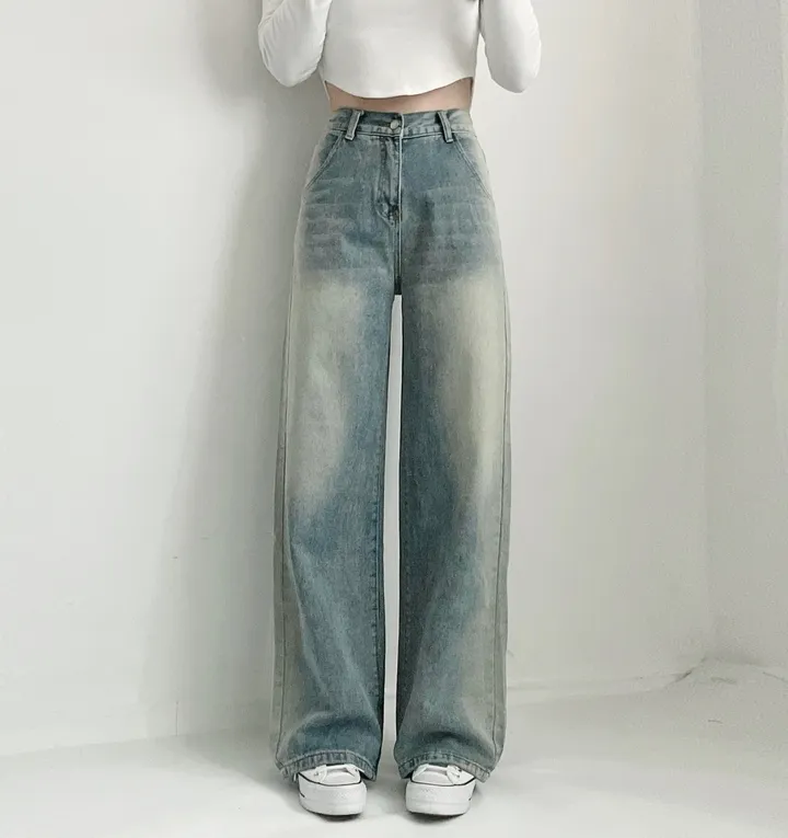 빠른출고🚀특가💗핏/색감깡패❣ 워싱 빈티지 데님 뒷밴딩 와이드 팬츠 3color 상세 이미지 3