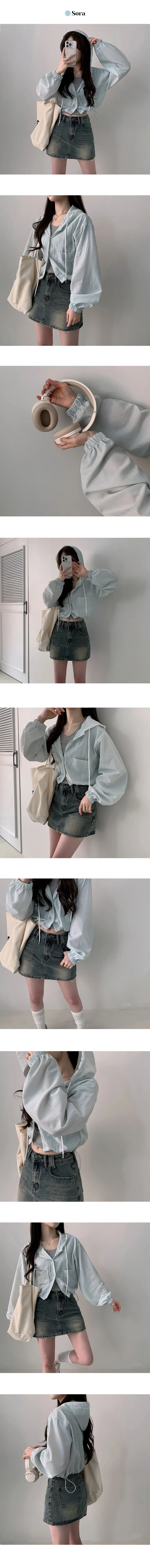[여름까지/간절기필수템!] 다조 세미 크롭 후드 바람막이 자켓 (3color) 상세 이미지 7