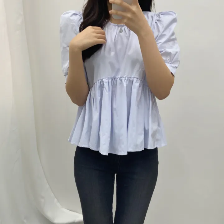 (전색상당일발송!) 파스텔 셔링 퍼프 블라우스 3color 상세 이미지 21