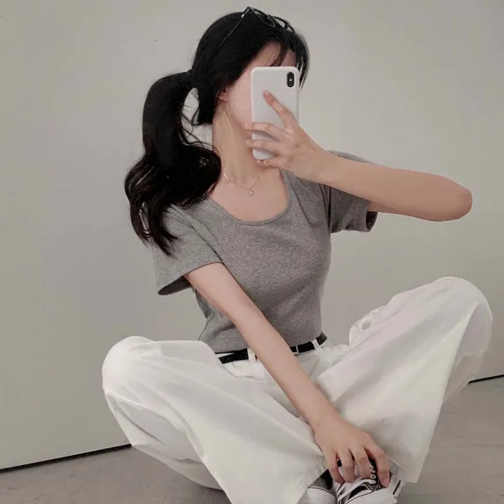 [팔말라핏/국내제작!]팔뚝살 부각없는, 라이프 베이직 스퀘어넥 루즈핏 반팔 티셔츠 상세 이미지 19
