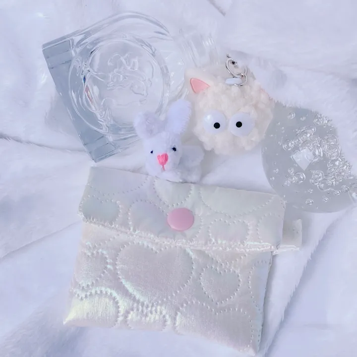 (3종)/ handmade 홀로그램 글리터 love 핑크 화이트 실버 패프릭 동전 지갑 카드지갑 에어팟파우치 상세 이미지 5