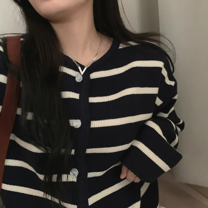 [데일리/꾸안꾸*.*] 파이 스트라이프 단가라 자켓 가디건 상세 이미지 34