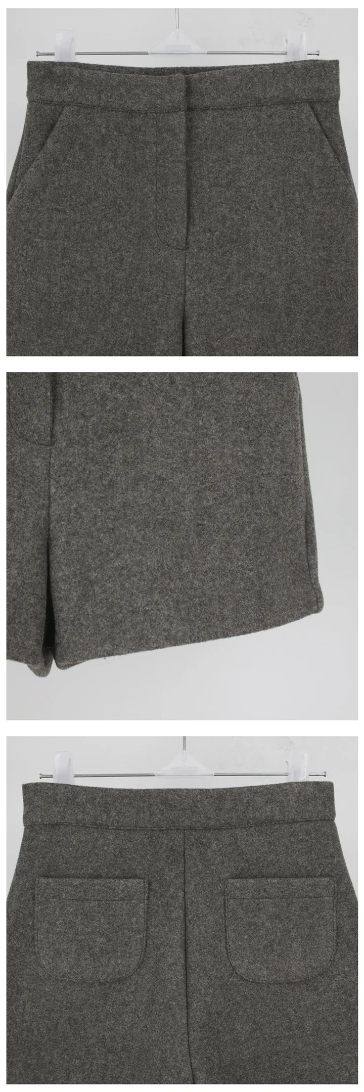 [당일배송][자체제작] 로빌 울10% 숏팬츠 -5 color (하객룩/데이트룩/모직/반바지/주머니/지퍼/하이웨스트/바지/키작녀/아담녀) 상세 이미지 12