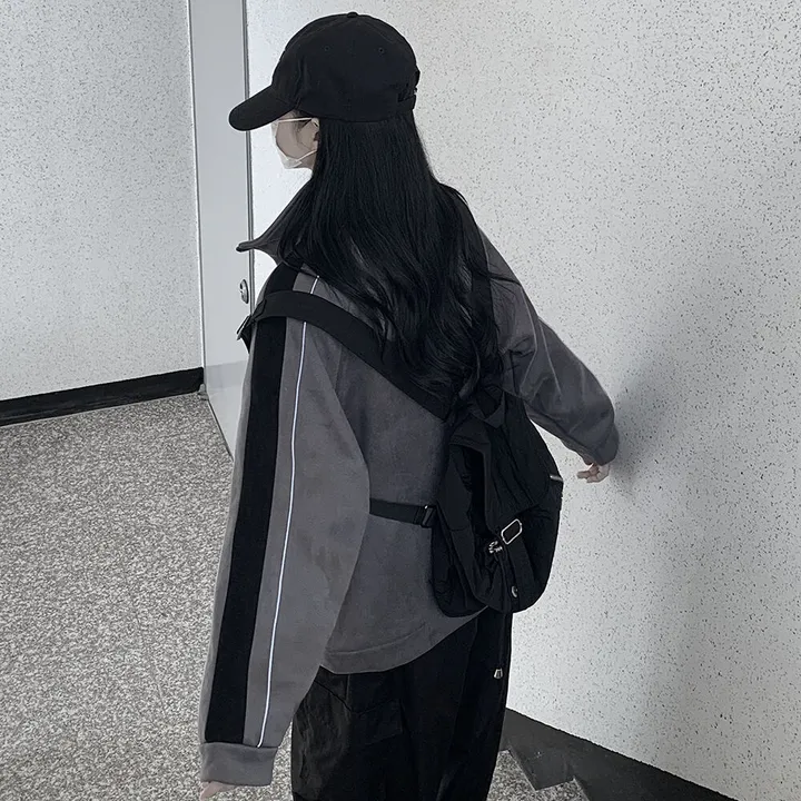 [보온력갑!/겨울까지] 스웨이드 하이넥 배색집업 오버핏 후리스자켓 점퍼 상세 이미지 6
