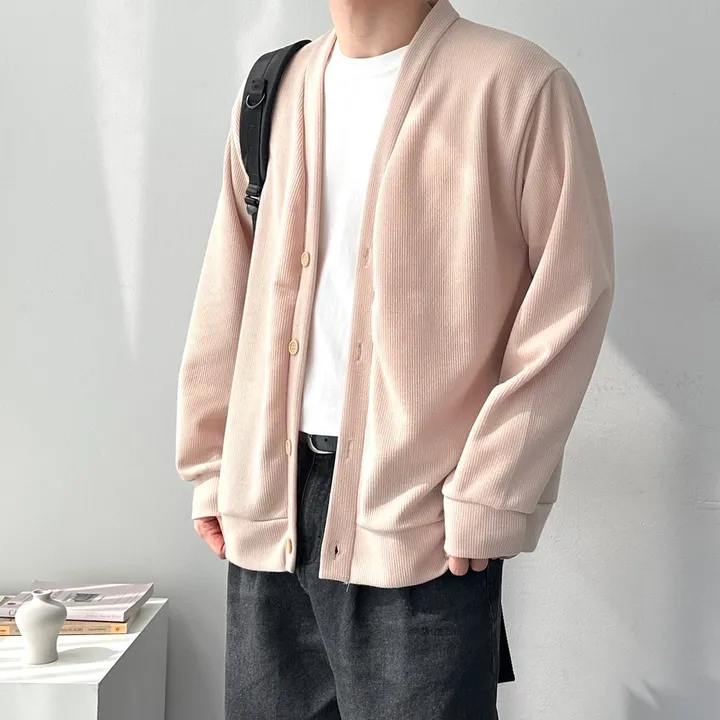 4color 어깨 +3cm 남녀공용 오버핏 소프트 루즈핏 니트 가디건 자켓 남자브이넥베이직가디건 상세 이미지 16