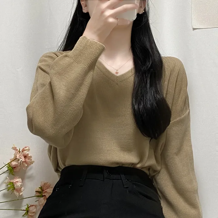 [1000장돌파💛/니트맛집/] V넥 베이직 기본 니트 10color 상세 이미지 19