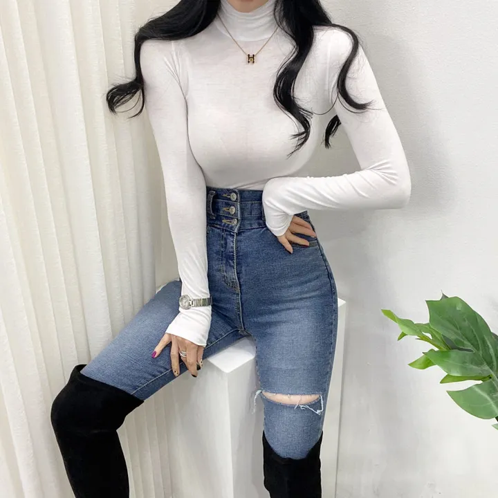 🚀당일발송🚀[6천장돌파/기모선택/묶음할인] 봄 가을 겨울 메이 부들 여리 폴라 티셔츠 이너티 상세 이미지 5