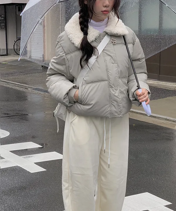 [☃🤍] 삿포로 양털 카라 숏패딩 (3color) 상세 이미지 5