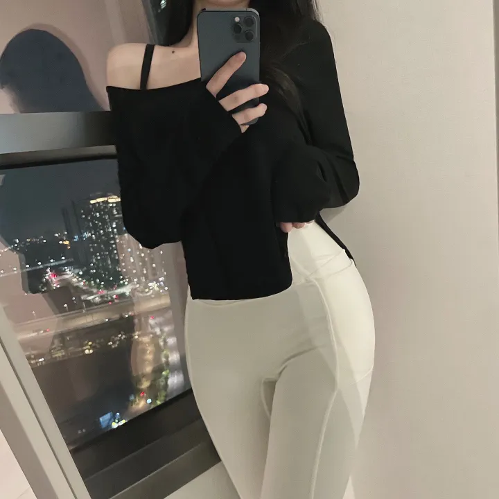 후들촉촉 크롭 유넥 밑단 굴림 긴팔 t 상세 이미지 9