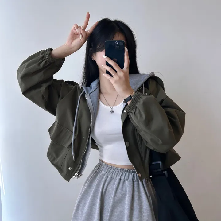 오늘출발🤎 [후기보장/일체형*.*] 로엘,레이어드 스트링 코튼 크롭 후드 야상 [3color] 상세 이미지 18