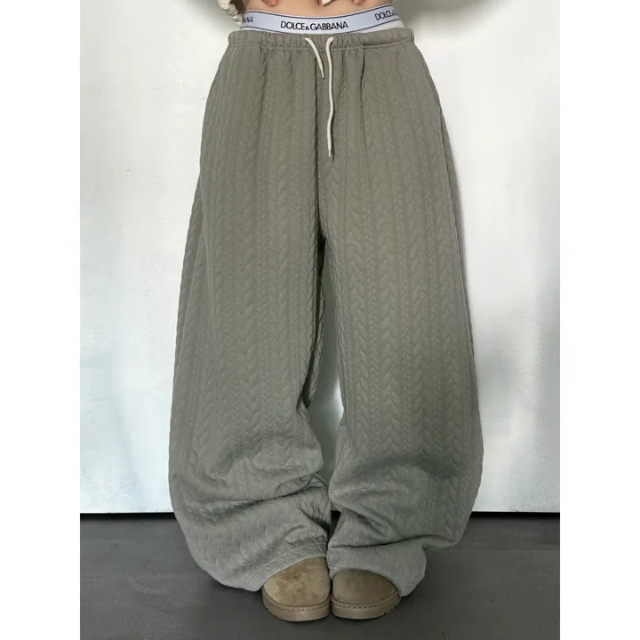 누빔🌡️[UNISEX/소장추천!]퀼트 블랭킷 웜업 케이블 포인트 윈터 루즈 와이드 트레이닝 팬츠(4color/5-7일 여유주문) 상세 이미지 19