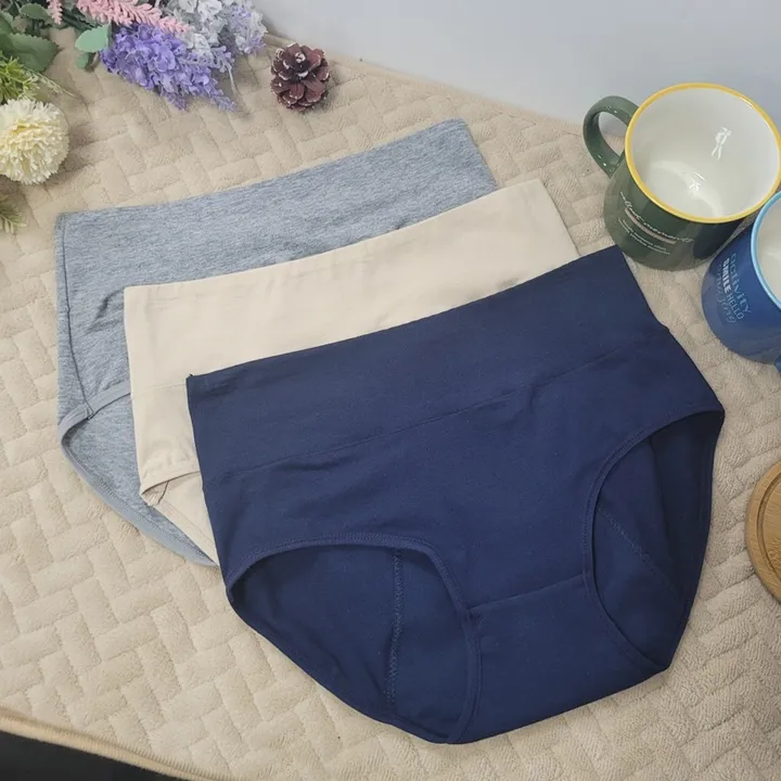 [당일출고/85~105호] 아랫배를 감싸주는 하이웨스트 위생팬티 생리팬티 면스판 복부팬티 상세 이미지 1
