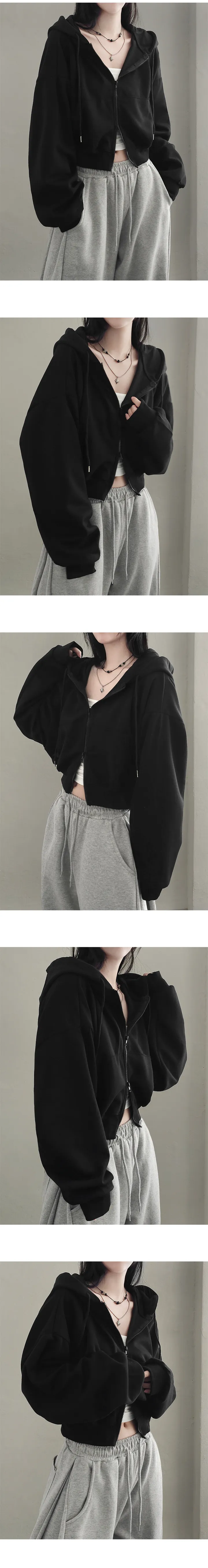 [후드의정석🖤] 아방핏 투웨이 특양면 크롭 후드집업 3color 상세 이미지 6