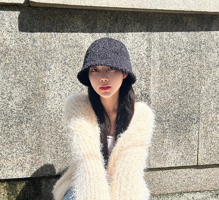 [당일배송]루킨포자체생산[특가세일]무지 뽀글이 벙거지 [묶음세일]뽀송이 양털 니트 버킷햇 모자 4color(블랙칼라-2000원) 상세 이미지 13