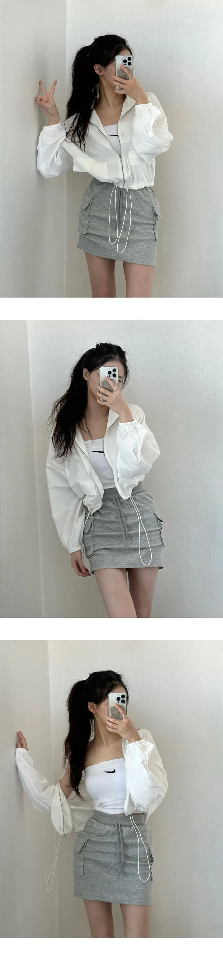 ㅣ당일출고ㅣ최저가ㅣy2k 힙카고 끈조절 크롭 바람막이  숏 점퍼 자켓 상세 이미지 15