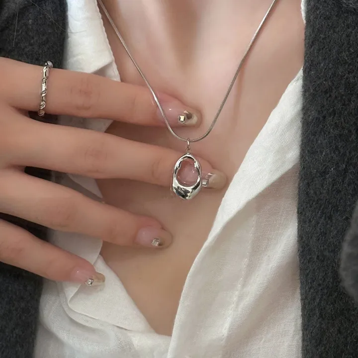 *재입고* [1+1이벤트/써지컬스틸] 미니멀 드롭 물방울 은 실버 목걸이 펜던트 악세사리 심플 데일리 깔끔한 변색없는 상세 이미지 8