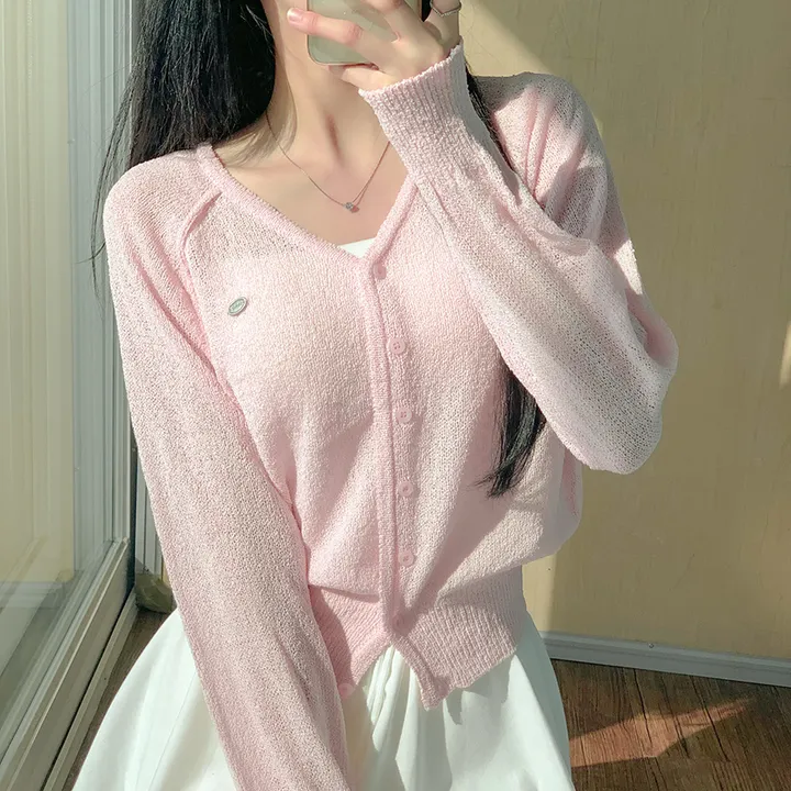 [여름신상💗] 부클 파스텔 팬던트 심볼 브이넥 여름 가디건 - 6color (파스텔/펜던트/와펜/나그랑/긴팔/브로치/쭈리/꾸안꾸/데일리/베이직/그물) 상세 이미지 15