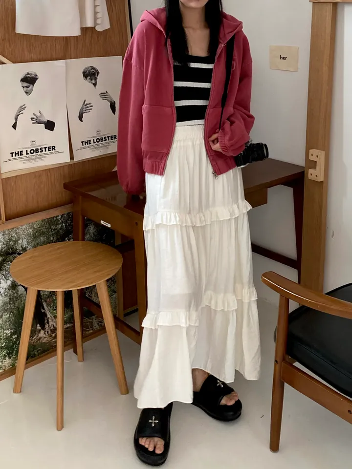 [💖봄신상/여리여리/💖피그먼트]헤븐 시보리 크롭 아방핏 루즈핏 자수 여친룩 꾸안꾸 후드 집업 상세 이미지 17