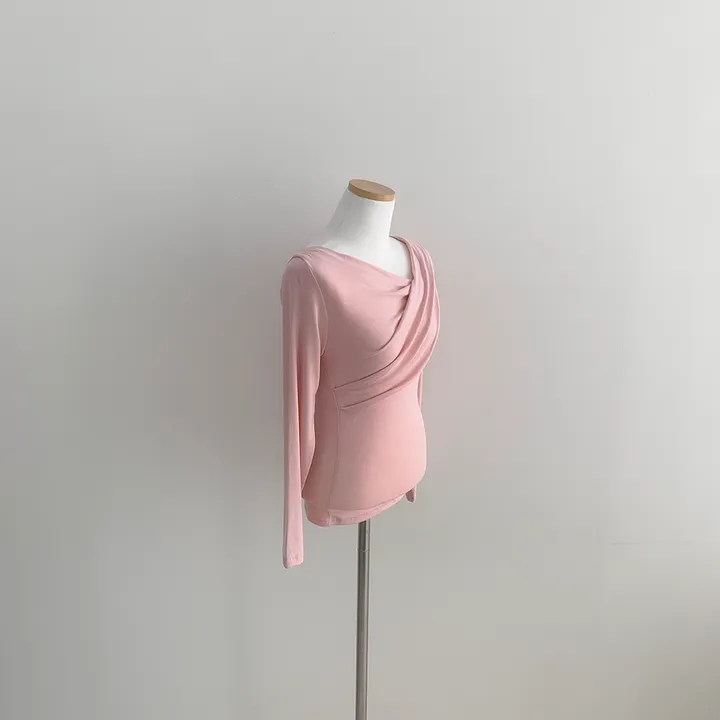 [🚀당일발송🚀]💗MADE💗 글램 촉촉 셔링 오프숄더 슬림 티셔츠 5color 상세 이미지 54