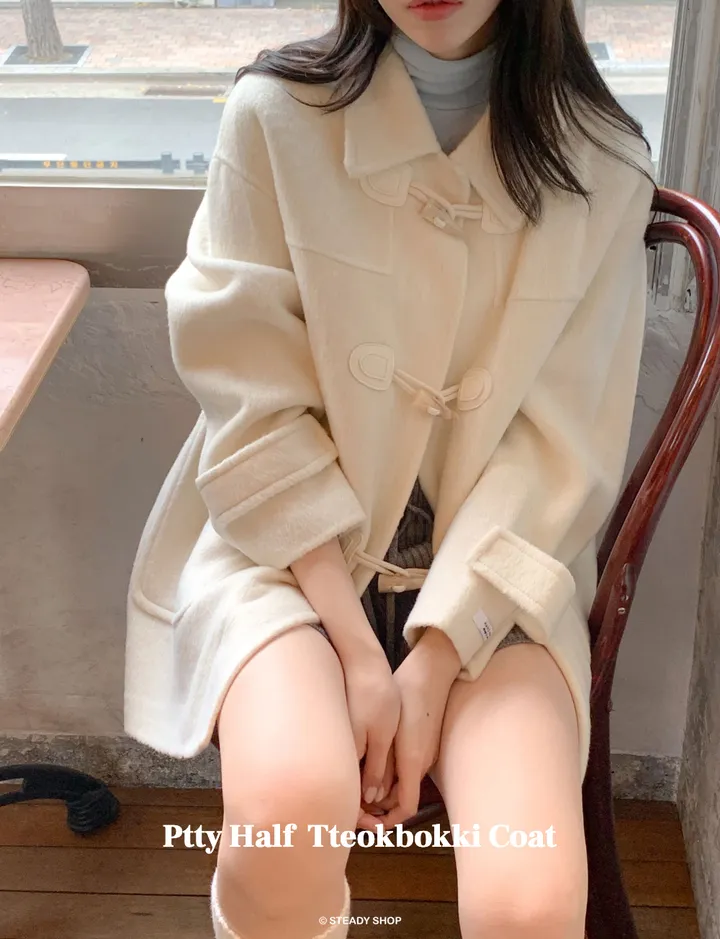 [울100/울코트] 프티 더플코트 떡볶이코트 핸드메이드코트 코트(3colors) 상세 이미지 2