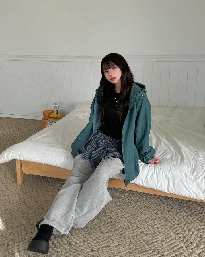 *여름가능ღ [UNISEX] 리사 후드 바람막이 점퍼 시스루 박시 윈드브레이커 (6color) 상세 이미지 4