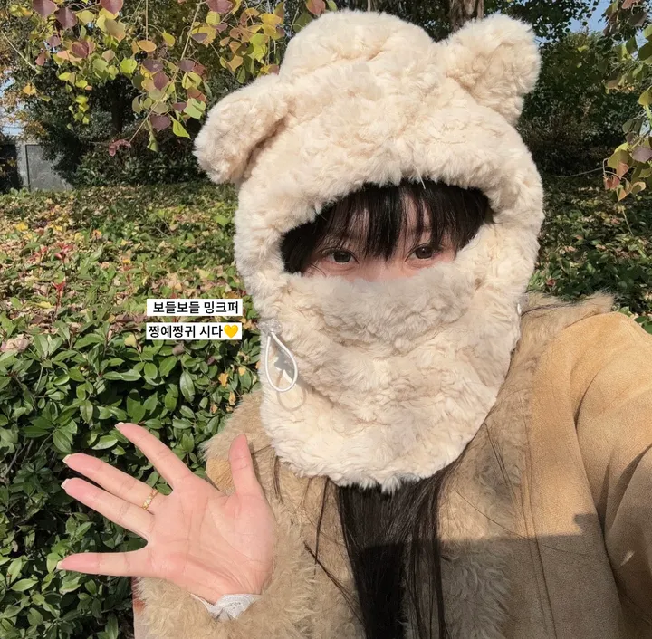 완전따뜻🔥밍크 털 곰돌이귀 바라클라바-3color 상세 이미지 3