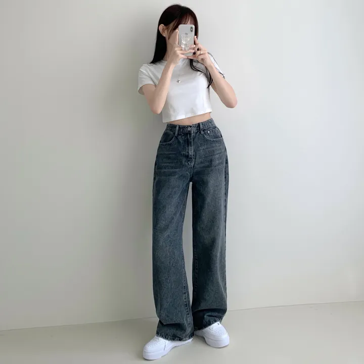 ["인생"데님🖤/기장선택/~XL] 올데이 하이웨스트 캣브러쉬 워싱 데님 와이드 팬츠 바지 키작녀 키큰녀 빅사이즈 청바지 상세 이미지 20