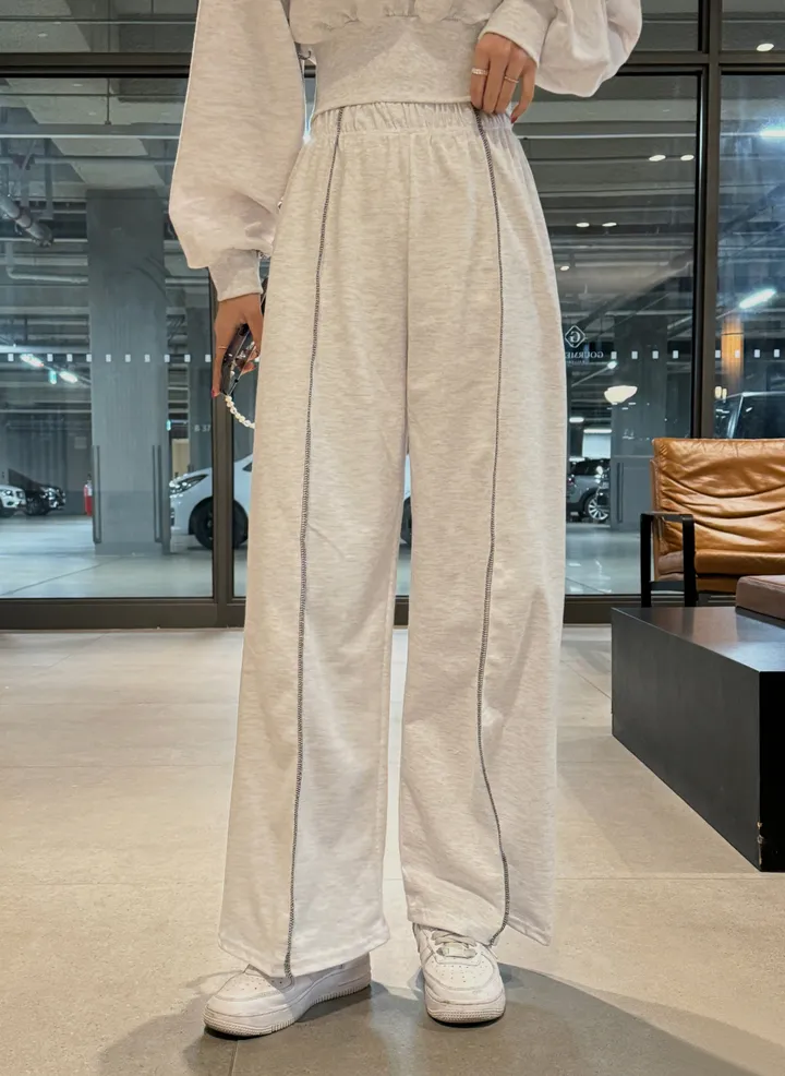 (F~2XL/부분당일발송/자체제작/주문폭주~)리노 맨투맨 팬츠 셋업 레터링 배색 리버스 스티치 트레이닝 투피스 세트 상세 이미지 13