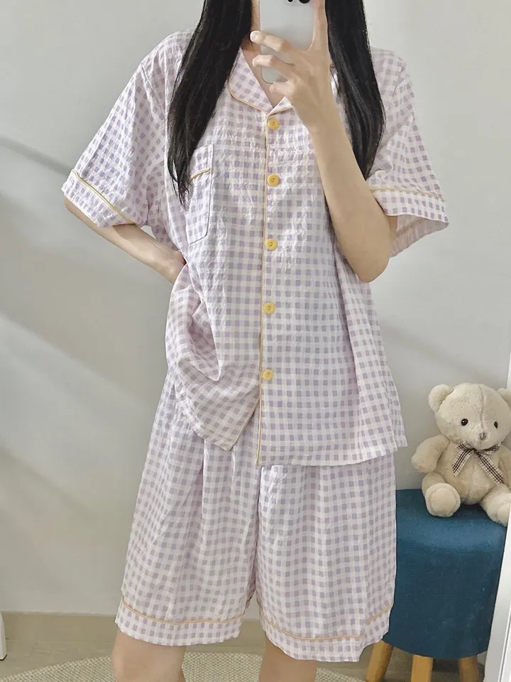 [99~120사이즈🧡미친편안함] 면 잠옷 빅사이즈 홈웨어 파자마 바지 여름 체크 숙면 선물 100 110 3xl 4xl 5xl 6xl 상의 통통녀 플러스 큰잠옷 커플 상하세트 상세 이미지 23