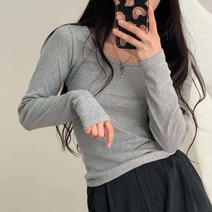 [기본템] 부드러운 U넥 긴팔티셔츠;4col 상세 이미지 33