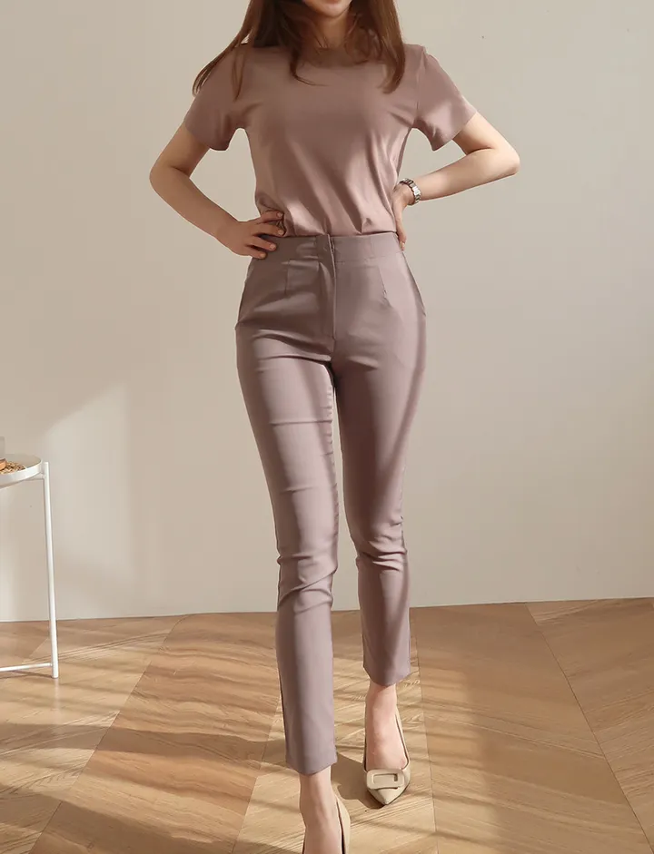 [55~77/일반,기모] 인생핏 슬림 일자 스키니핏 하이웨스트 스판 간절기 겨울 슬랙스 상세 이미지 42