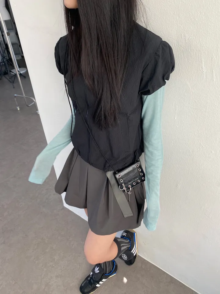 3일만할인[자체제작🍑국내고퀄/러블리룩📸] 시어서커 퍼프 셔링 반목 바람막이 상세 이미지 9