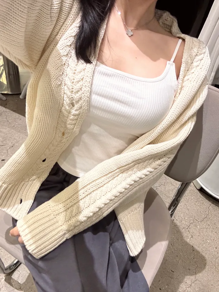 루어 케이블 브이넥 가디건 / 2color 상세 이미지 10