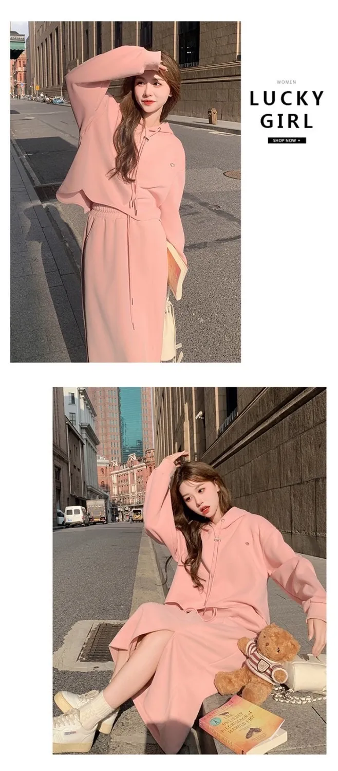 ❣️러블리❣️ 상하의 세트 후드티 치마 간절기 여리여리 귀염핏 여신핏 봄 가을 코디세트 트레이닝세트 트레이닝복 상세 이미지 14