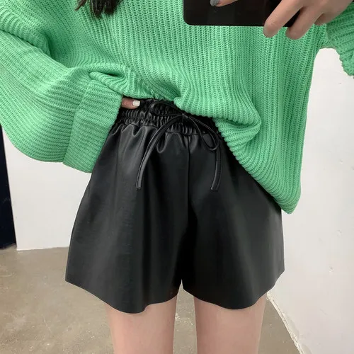 허리밴딩 레더 가죽 반바지 (2color) 상세 이미지 6