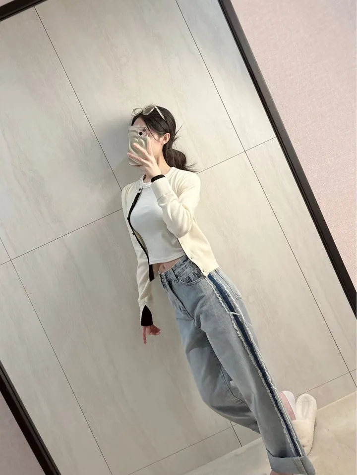 3color) 배색 포인트 소매절개 가디건 *배색가디건, 니트가디건 상세 이미지 11