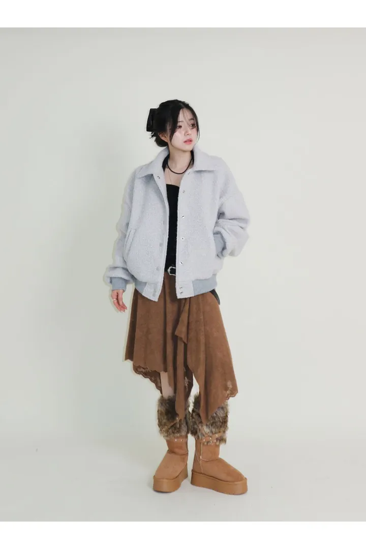 테디베어 테리 부클 바시티 봄버 자켓 상세 이미지 17