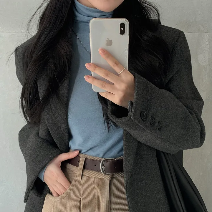 [wool100%/브랜드공정]  윈터 싱글 투버튼 카라 리얼 울 자켓 블레이저 - jk 상세 이미지 22