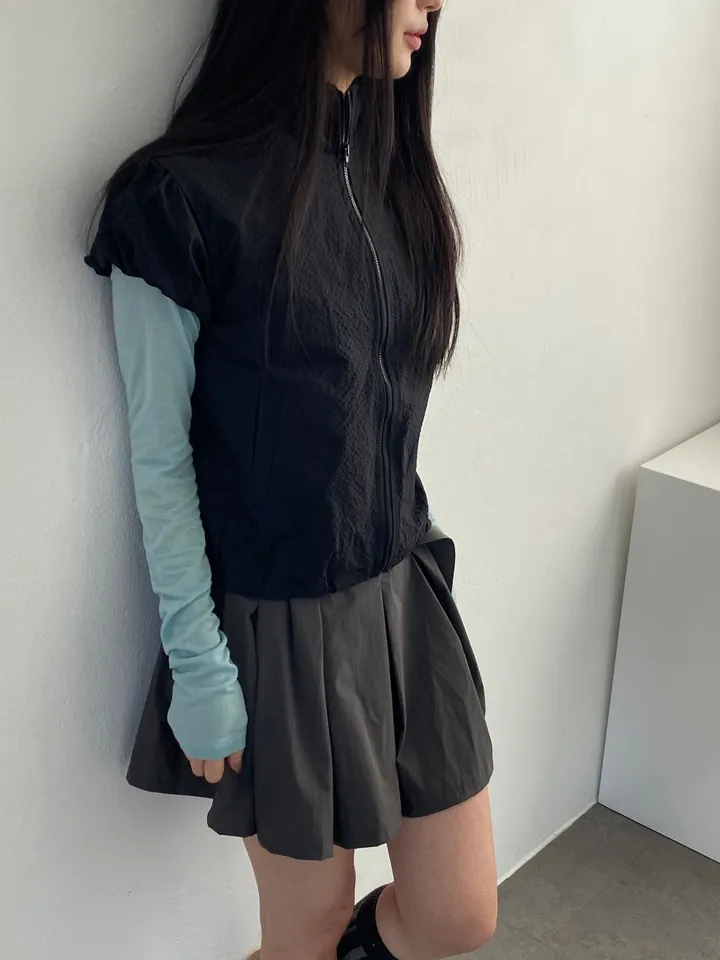 3일만할인[자체제작🍑국내고퀄/러블리룩📸] 시어서커 퍼프 셔링 반목 바람막이 상세 이미지 26