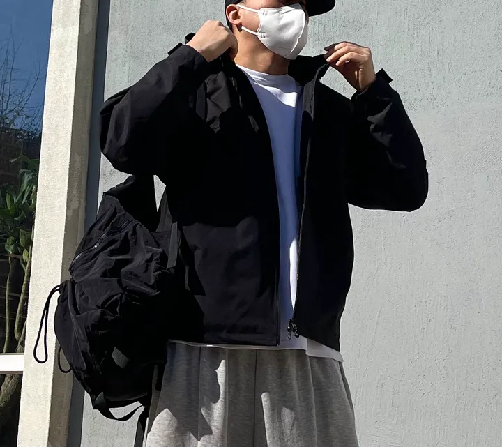 [블랙 당일출고]윈드브레이커 고프코어 바람막이 후드집업 간절기 아우터 봄니트 밴딩데님 상세 이미지 8