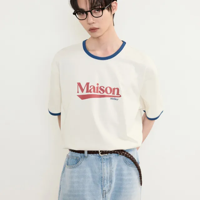 티엔지티 Maison Logo Ringer T-Shirt (Cream) TNTS5E212CR - 4910 | 사고 싶은 스타일의 발견