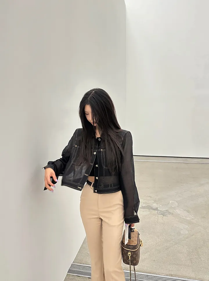 (1300장돌파,마지막오더) summer stitch jacket ; 2color 여름자켓, 시스루자켓, 어깨패드자켓,썸머자켓 상세 이미지 7