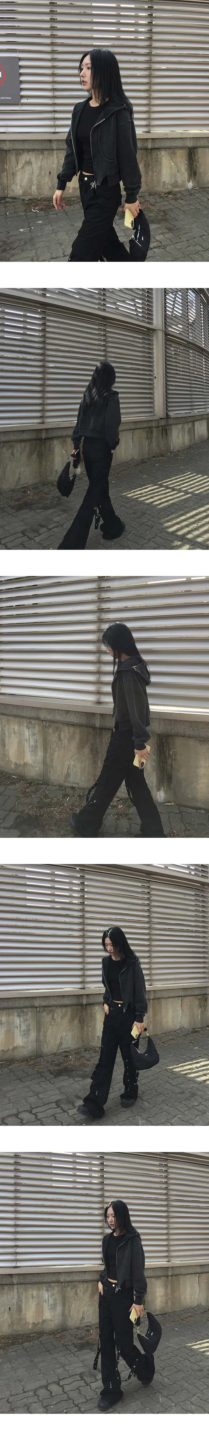 퍼키 투웨이 크롭 후드 집업 (2color) 상세 이미지 7
